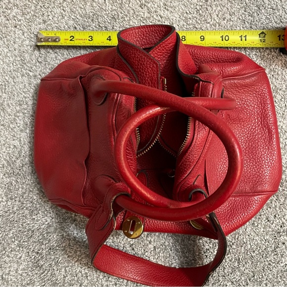 HERMÈS Lindy Lock Red Taurillon Clemence Leather Gold Handbag - Picture 12 of 14